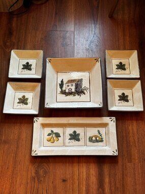 Williams Sonoma Ceramiche Arianna 6-Piece Pasta Serving Set, Circa 2001